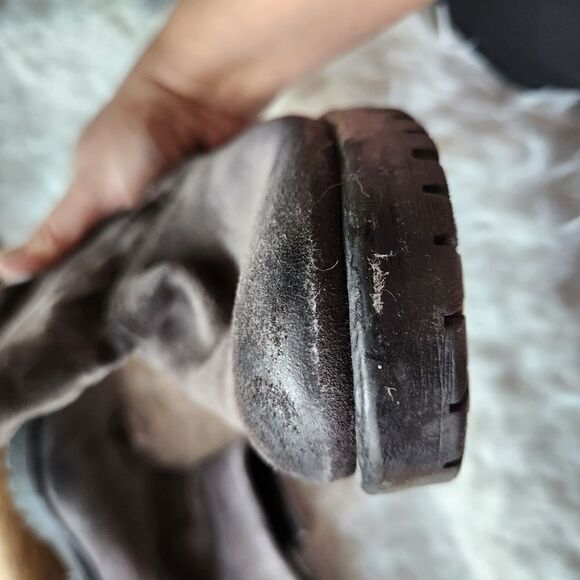 Khrio nubuck lug bottom ankle boots gray brown - Picture 5 of 14